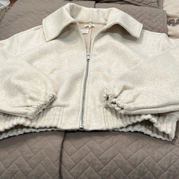 Madewell CREAM ZIP-FRONT SHAWL BOMBER JACKET/NWT/LARGE - Picture 8 of 15